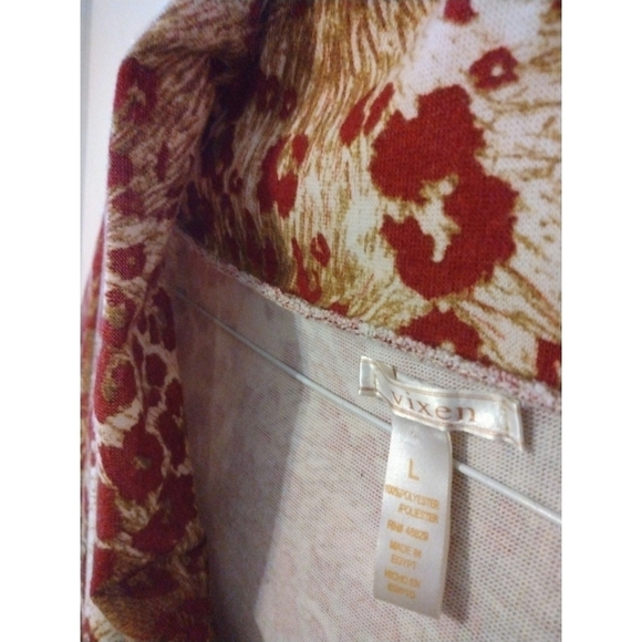 Vixen Crossbody Drape Burgundy/ Cream Animal Print Cap Slve Business Casual L - Picture 2 of 8
